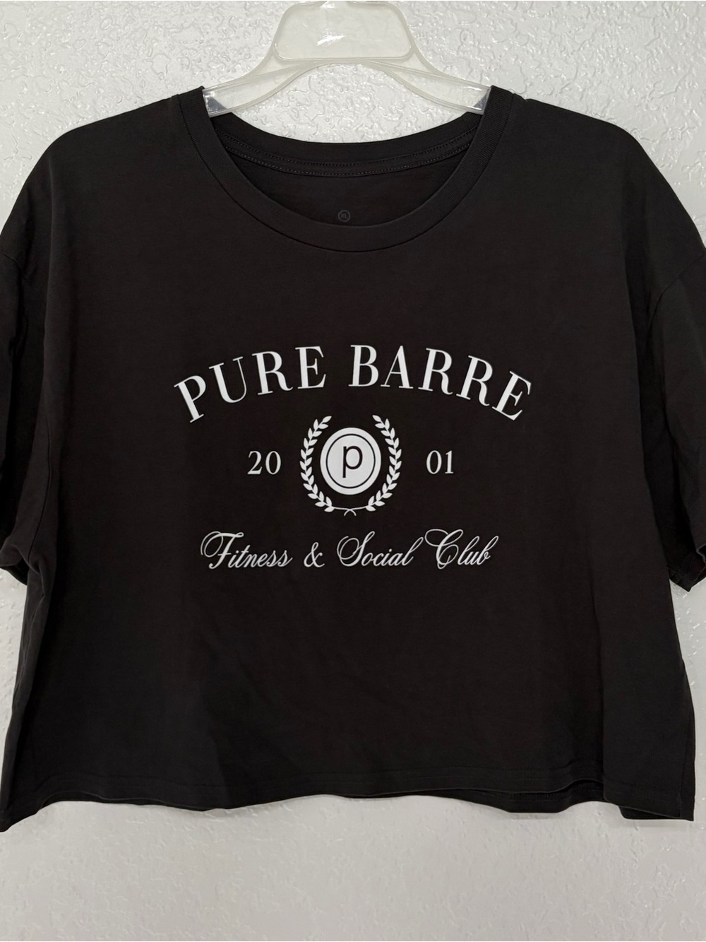 Pure Barre Fitness & Social Club Charcoal Grey Cropped Tee Women's US Size XL